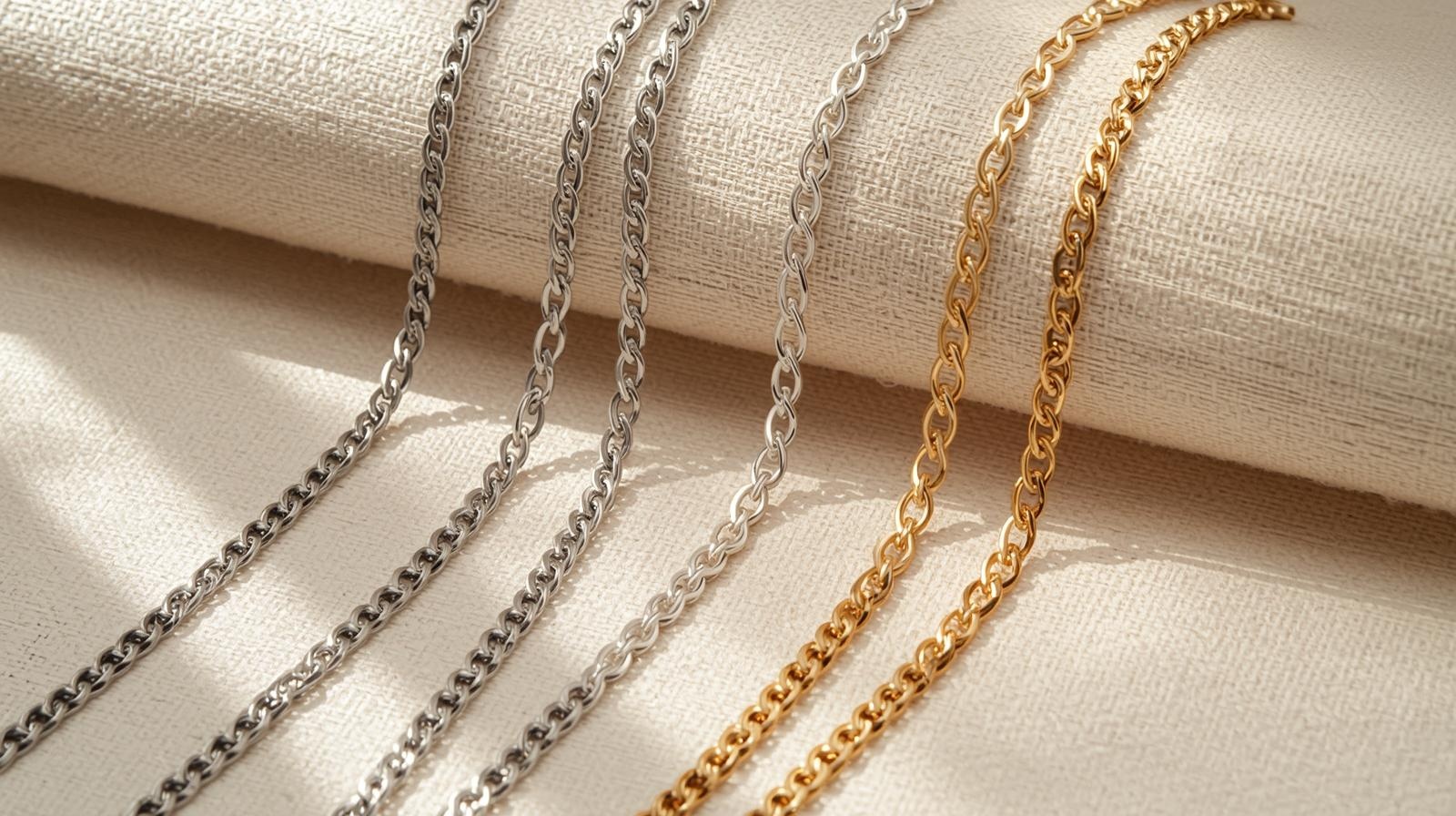 Łańcuszki ze stali nierdzewnej, srebra i złota – czym się różnią i który wybrać? ✨